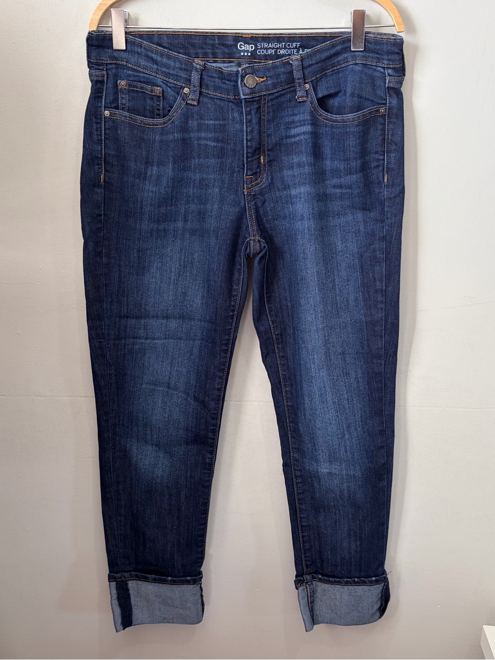 Gap Straight Cuff Dark Indigo Cuffed Hem Ankle Jeans Size 8 / 29R